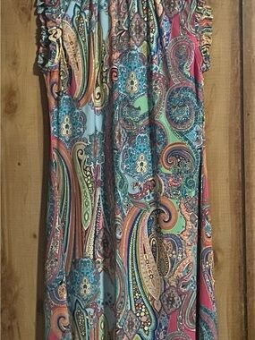 Tommy Hilfiger Multicolor Paisley Maxi Dress with high collar